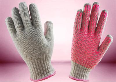 China 7 Gauge PVC Dotted Gloves Pink PVC Dots On Palm Slip Resistance ZS2-015 for sale