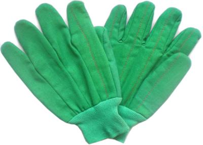 China Green Colour Cotton Working Hands Gloves With Knit Wrist For Winter Use for sale