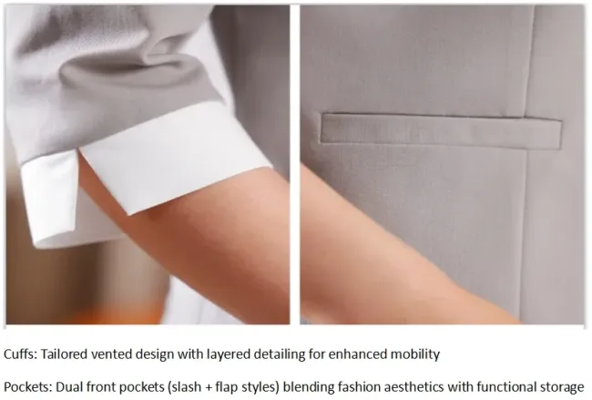 Breathable Long Sleeve Room Attendant Workwear with Stain-Resistant Fabric for 5-Star Hotels