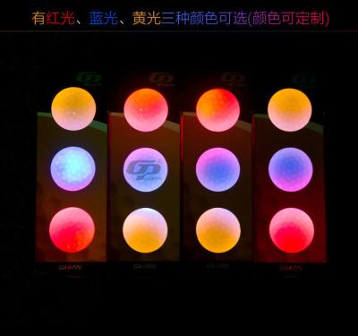 China Customized Multi-Color LED golf balls electronic Reusable Luminous Night print LED flashing Golf ball for sale