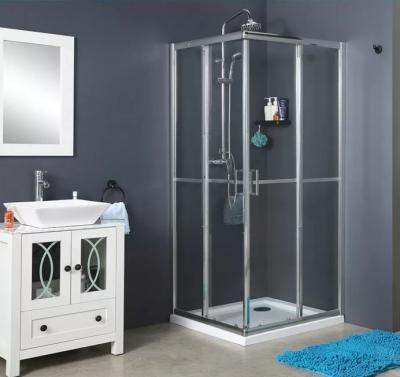 China Corner Hinge Classic Sliding Shower Enclosure Clear Fixed Two Glass Door 6mm for sale