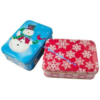 China 0.23mm Christmas Cookie Tin Food Grade Gift Tins Wholesale Metal Cans with Lids Rectangular Tin for sale