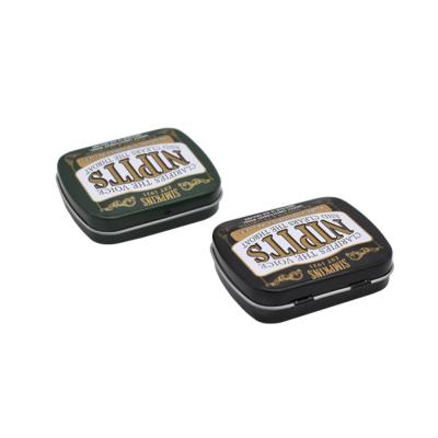 China Small Tin Box with Hinged Lid Mini Tin Containers Pepermint Metal Tins for sale