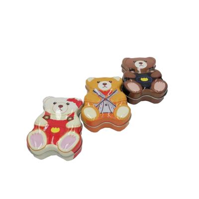 China Lovely Bear Shaped Metal Tin Containers Empty Cookie Tins Vintage Christmas Tin Boxes for sale