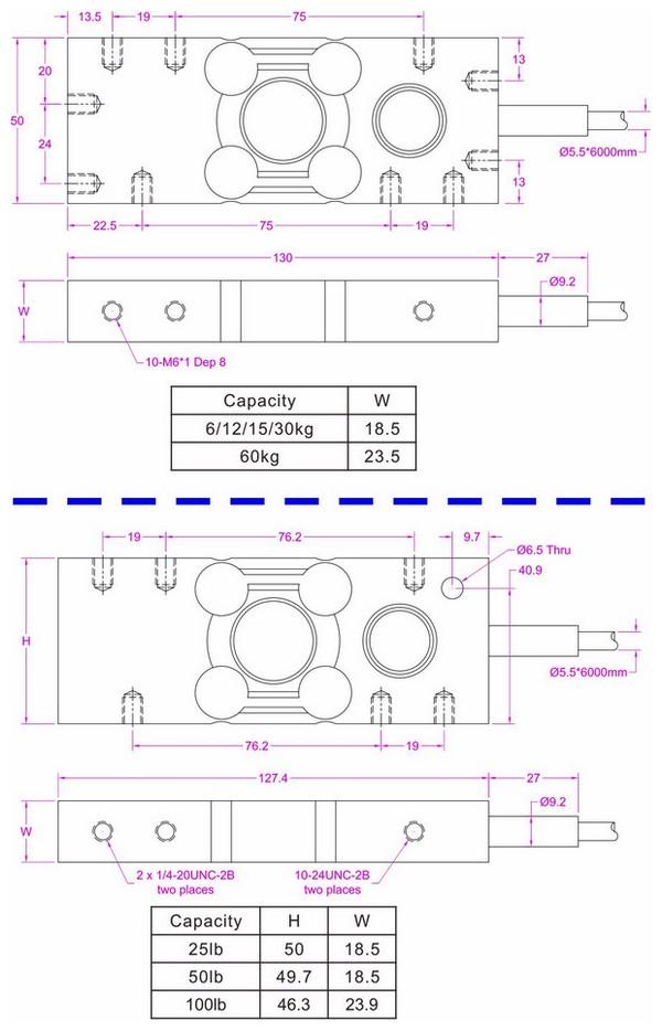 651HS Single point load cell 6kg 12kg 30kg 60kg