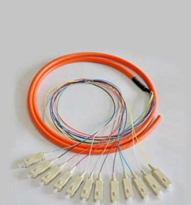 China 12 Cores Optical Fiber Patch Cord SC / UPC 1.5 Meter Fiber Optic Pigtail for sale
