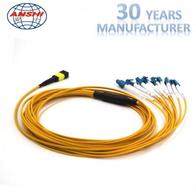 China OS1 MPO - LC Connector Patch Cord 12 Fiber MPO Trunk Cable Compressive Strength for sale