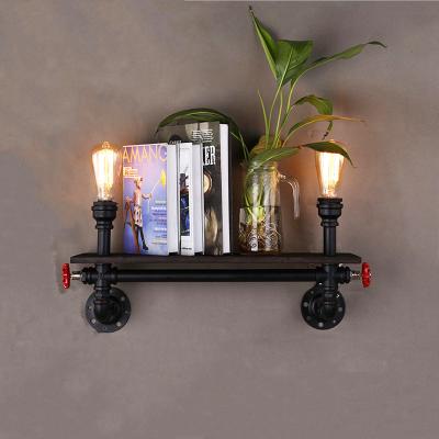 China Vintage wall light Bar living room study bedside light wood bookshelf art water pipe bed side wall lamp(WH-VR-46） for sale