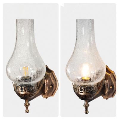 China Vintage Metal Wall Glass Light Chinese Style E27 Oil Lamp with Crack Lampshade vintage oil lamp (WH-VR-111) for sale