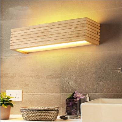 China Nordic Solid Wood Wall Lights Staircase Corridor Rectangular Bathroom LED Wall Lamp（WH-MR-68) for sale