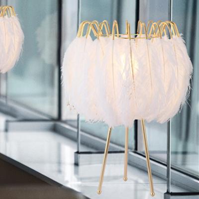 China Modern Fashion Warm Girl Princess Room Study Bedroom Feather Desk Lamp(WH-MTB-65) for sale