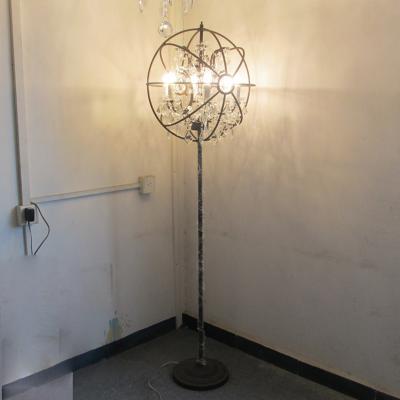 China Round Crystal Elegant Retro type iron floor lamp and crystal black floor lamp(WH-VFL-08) for sale