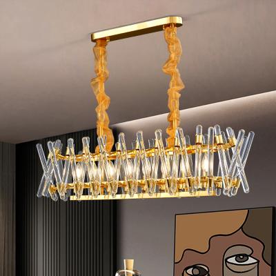 China Luxury Kitchen Chandelier Modern Home Decor Hang Lamp Gold Rectangle ceiling light fixture(WH-CY-235) for sale