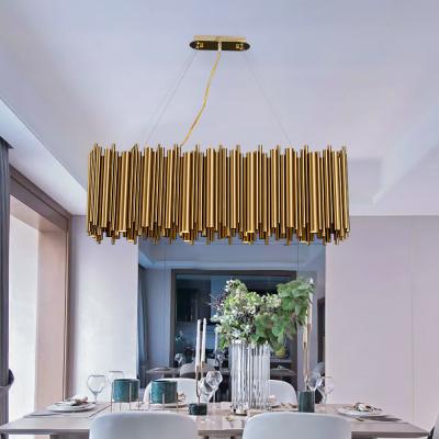 China Luxury modern chandelier for dining room brushed gold stainless steel rectangle chandelier(WH-MI-311) for sale