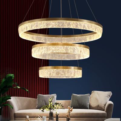 China Led Gold Chandelier For Living Room Modern Creative Design Light Fixture Round Kitchen Island Hanging Lamp(WH-MI-313) for sale