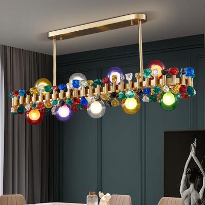 China Rectangle color crystal chandelier for dining room kitchen island post modern lighting(WH-MI-323) for sale