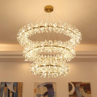 China Modern LED Luxury Crystal Chandelier Rings Flower Crystal Chandelier(WH-NC-82） for sale