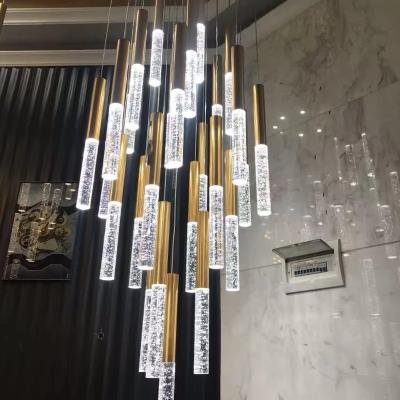 China Modern Led Crystal Chandelier For Staircase Lobby Mall Villa Gold loft hanging lamp(WH-NC-84) for sale