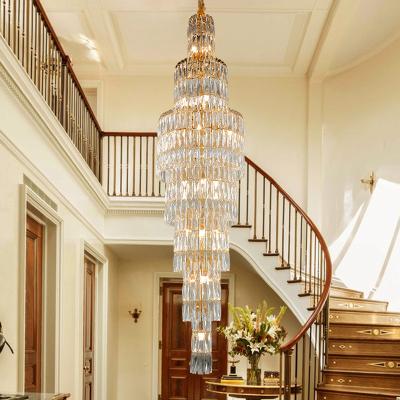 China Luxury k9 crystal chandelier long staircase lamp living room lamp(WH-NC-89) for sale