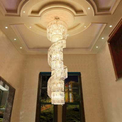China Luxury crystal chandelier duplex building hollow living room lamp large chandelier(WH-NC-91) for sale