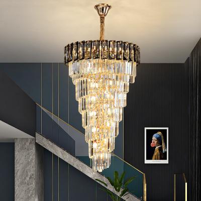 China LED Spiral Luxury Crystal Golden Big Chandelier Duplex Building european crystal chandeliers(WH-NC-94) for sale