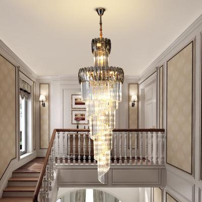 China Luxury crystal chandelier for staircase spiral design modern crystal lamp(WH-NC-95) for sale