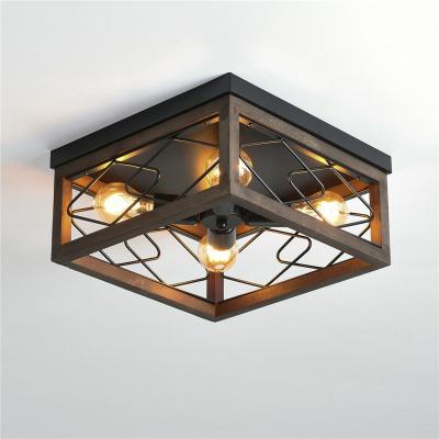 China American Retro 4-Head Ceiling Lamp Imitation Wood Art Industrial ceiling lights(WH-LA-32) for sale