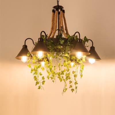 China Chandeliers Retro Hemp Rope Chandelier Lamps American Country Restaurant Loft Ceiling Light(WH-VP-155) for sale