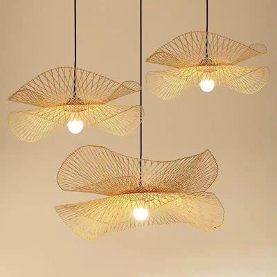 China Bamboo woven lotus leaf Pendant Lights Natural Rattan Wicker Chandeliers(WH-WP-43) for sale