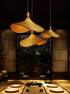 China Wooden Weaving Bamboo Pendant lights Handmade Bamboo Straw hat retro Chandelier(WH-WP-45) for sale
