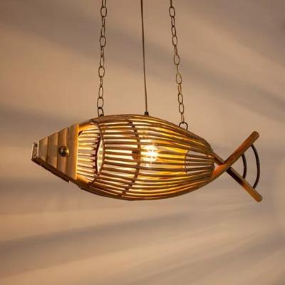 China Fish Pendant Lamps Handmade Wood Weaving Pendant Light Hanging Lamp(WH-WP-46) for sale