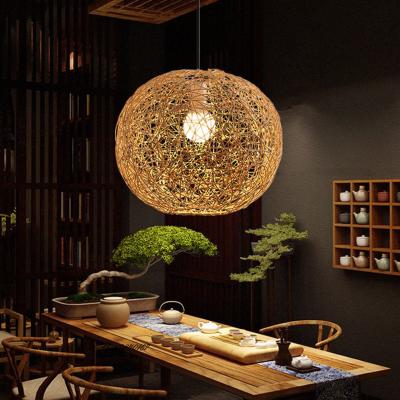 China Vintage Rattan Lamp Pendant Lights Farmhouse Style Handmade Restaurant Round Ball Chandelier(WH-WP-50) for sale