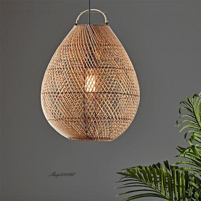 China Rattan Retro Pendant Lights Hand-woven Hanging Basket Lamps for Dining Room Lights(WH-WP-55) for sale