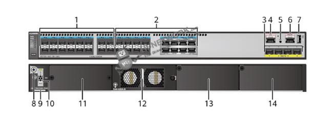 Huawei S5730-36C-PWH-HI switch front and rear panel views
