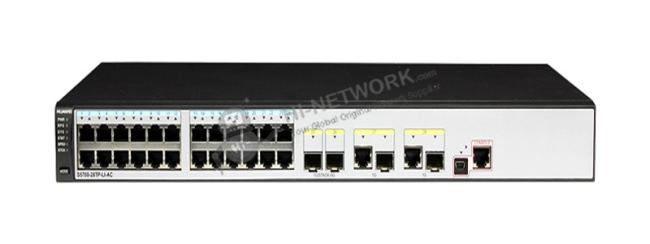 Front view of Huawei S5700-28TP-PWR-LI-AC switch showing chassis design and port layout