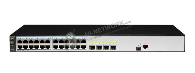 Front view of Huawei S5700-28X-LI-AC switch showing overall design and layout