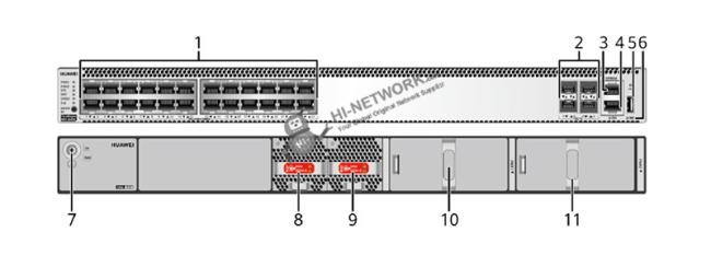 Huawei CloudEngine S5731-S24P4X switch front panel layout showing port configuration and components
