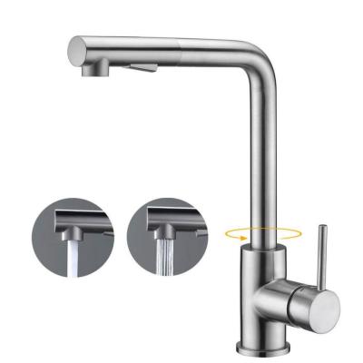 China SUS304 Single Handle Pull Down Kitchen Faucet Tap With Two Functions Sprayhead for sale