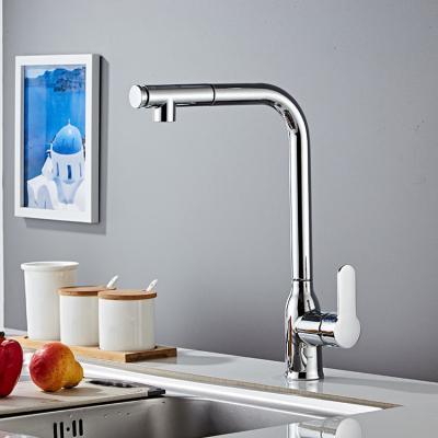 China Villa Apartment Single Hole Kitchen Faucet With Pull Down Sprayer Chrome Finish for sale