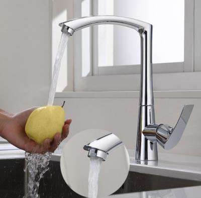 China High Arc Brass Kitchen Mixer Tap Stainless Steel Kitchen Tap Chrome Finish for sale