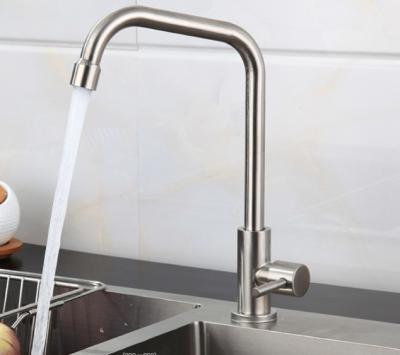 China SS304 L Shaped Kitchen Tap Cold Only SN Finish Stainless Steel Kitchen Faucet for sale
