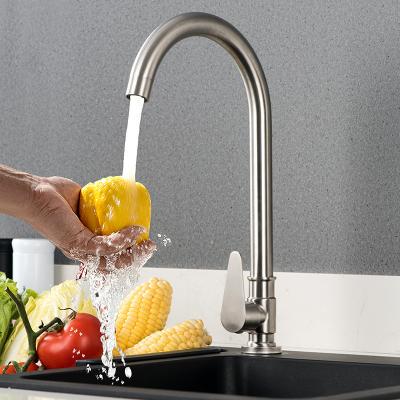 China Deck Mounted Kitchen Tap Cold Only Faucet Lever Handle 360 Degree Swivel for sale