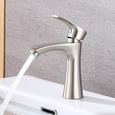 China Brass Cartridge Bathroom Cold Only Faucets In SN Chrome for sale