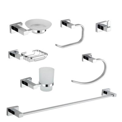 China Modern Square SUS304 Bar Bathroom Hardware Accessories 7 Piece Wall Mounted for sale