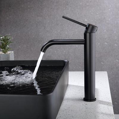 China SUS304 Stainless Steel Single Handle Basin Mixer Chrome Matte Black Basin Taps for sale