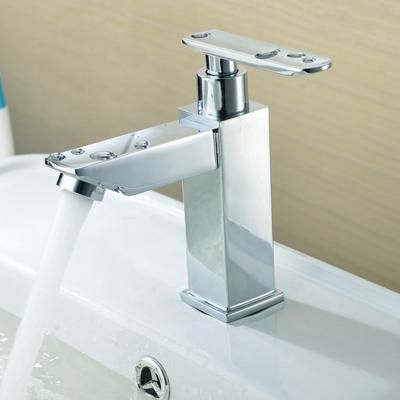 China Zinc Square Single Cold Basin Tap Lever Handle Vessel Sink Faucet for sale