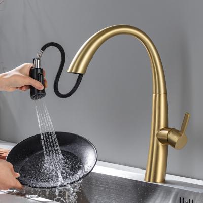 China SUS304 Pull Out Kitchen Faucet Mixer High Arc Multi Layer Coating for sale