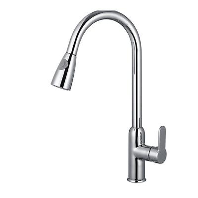 China Brass Three Function Sprayhead Kitchen Faucet Mixer High Arc In Chrome for sale