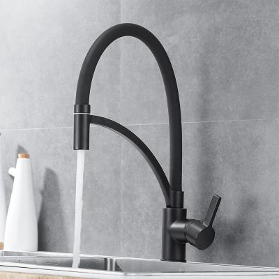 China Brass Pull Out Kitchen Faucet Mixer With Flexible Hose In Chrome Matte Black for sale