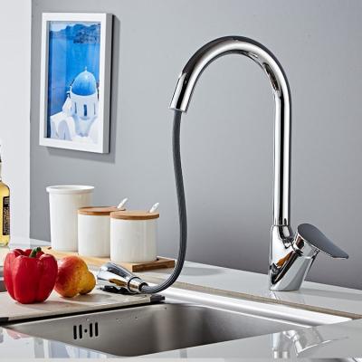 China Brushed Stainless Steel Pull Out Kitchen Tap High Arc Kitchen Faucet for sale